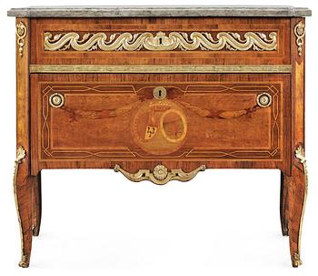 502. A Gustavian commode by Gottlieb Iwersson, signed and dated 1781, with the alliance crest of Lilliesvärd-Hummerhielm.