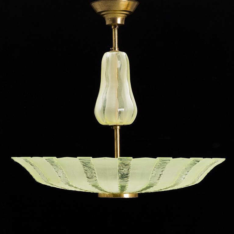 A Swedish Modern glass ceiling light, 1940's.