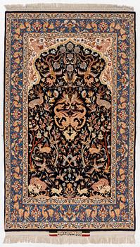 A semi-antique part silk Isfahan, signed, c. 176 x 107 cm.