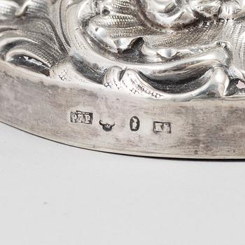 PEHR FREDRIK PALMGREN, ljusstakar, ett par, silver, nyrokoko, Stockholm, 1864.