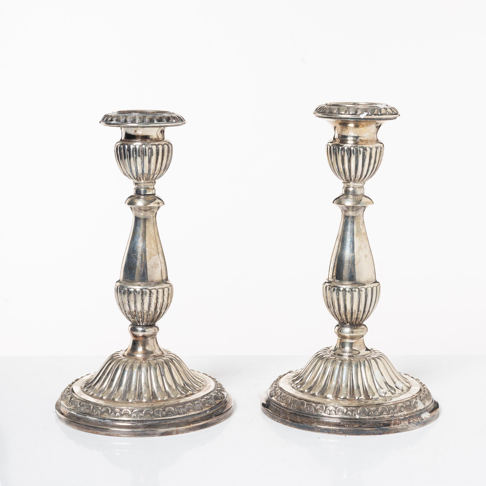 Ljusstakar, ett par, sterlingsilver, Camusso, Peru, 1900-tal.