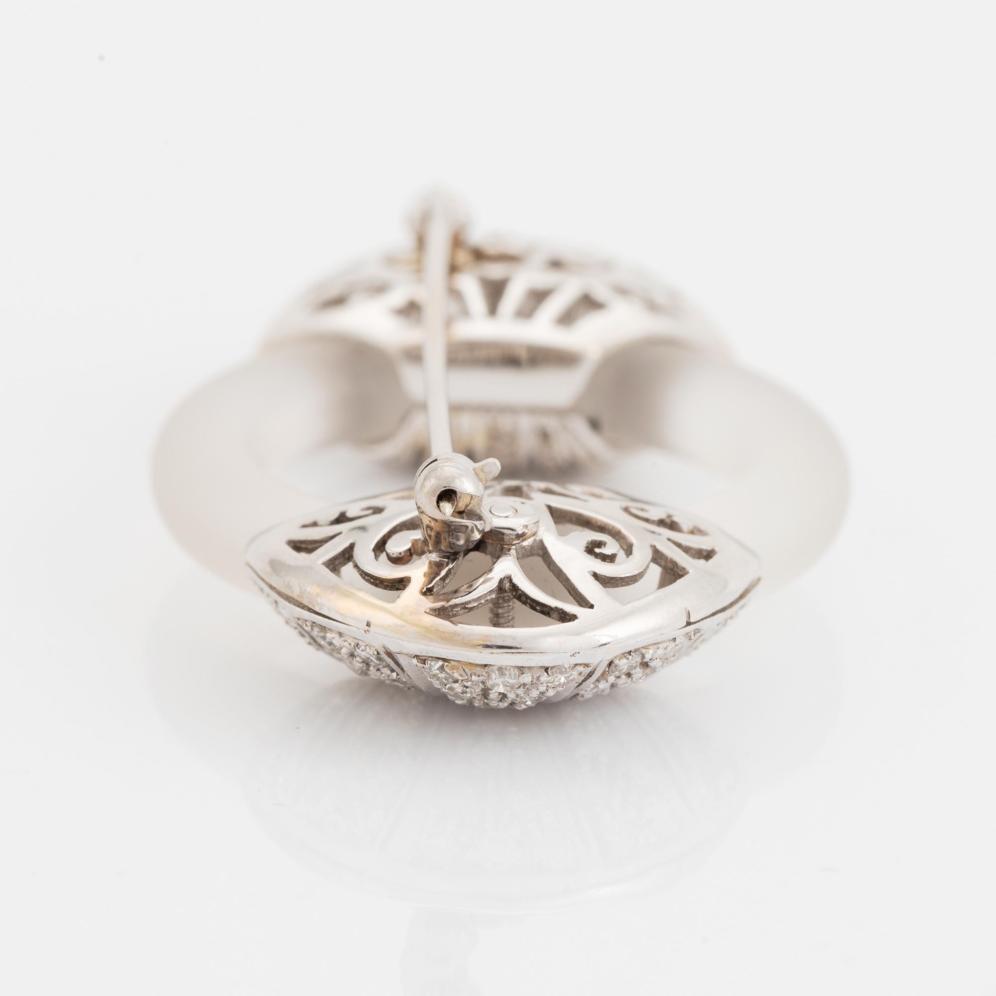 Rock crystal and brilliant cut diamond brooch.