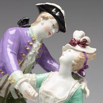 A Berlin figure group of a courting couple, early 20th Century.