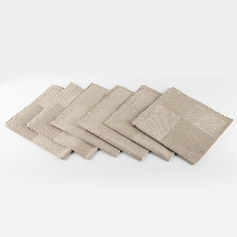 The Nobel tablecloth, a set of six napkins by Ingrid Dessau for Klässbol, Sweden.