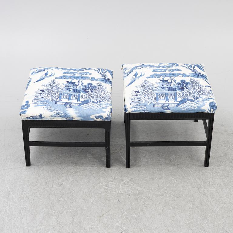Two gustavian style stools, 20th century.