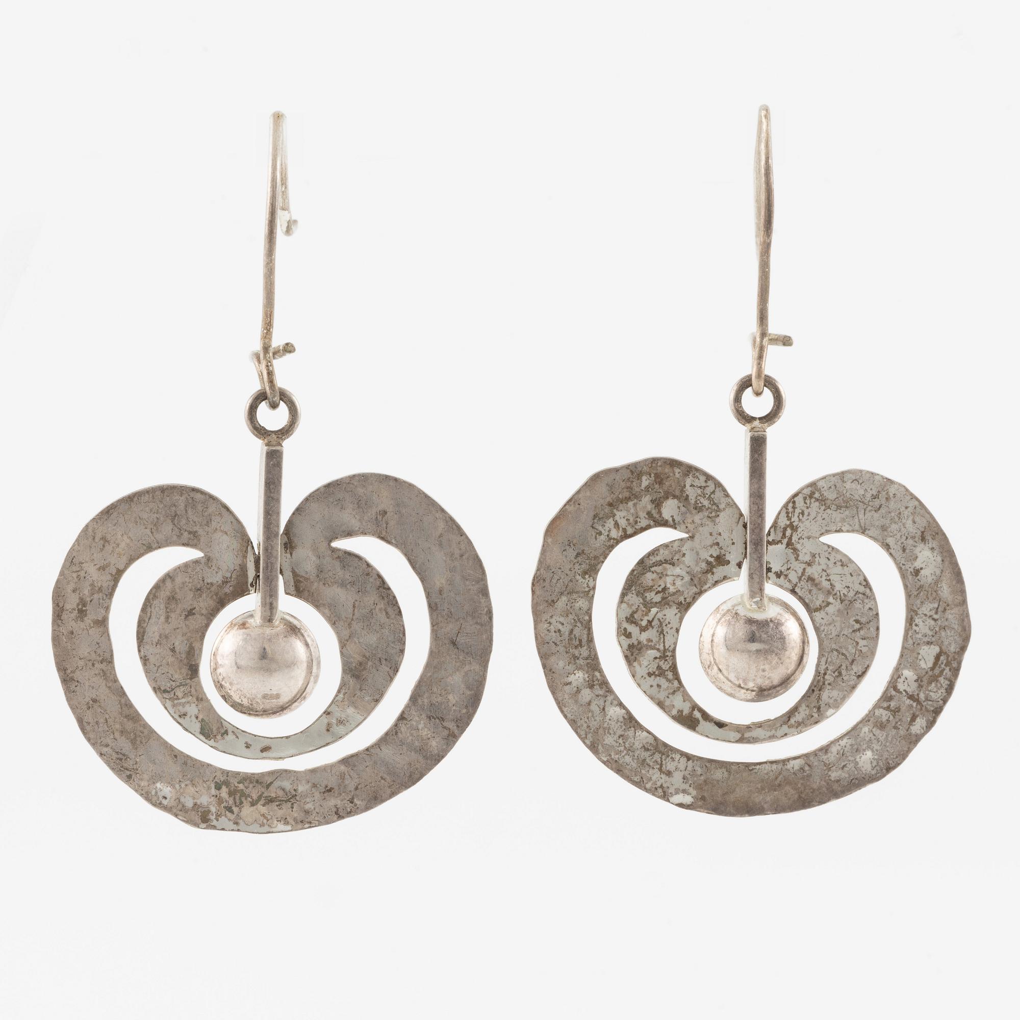 Tapio Wirkkala, earrings a pair, "Omena"/"Apple", silver.