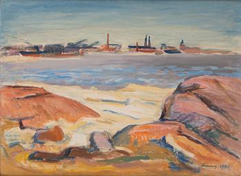Elsa Linnos, oil on canvas, signed and dated 1950.