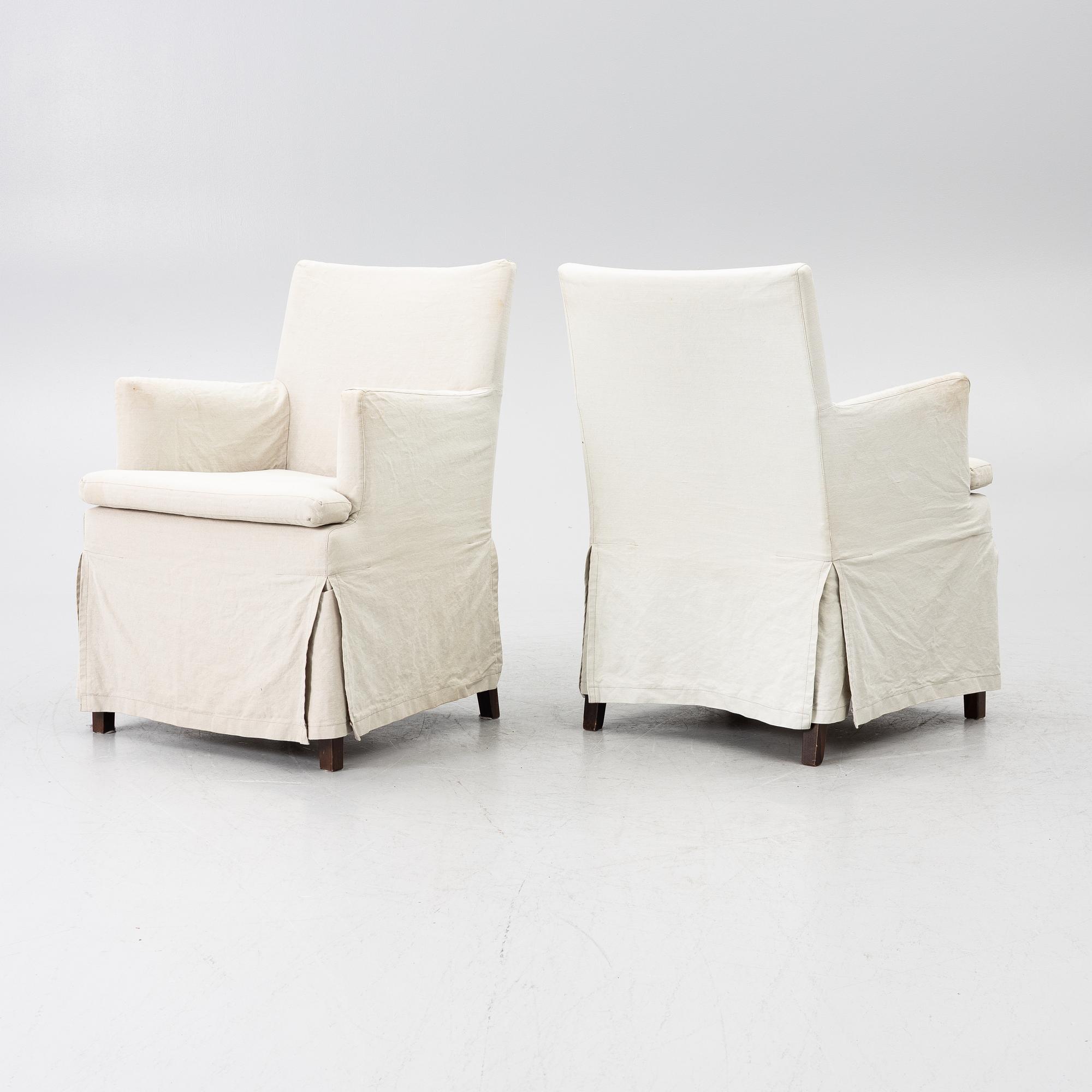 Armchairs, 4, contemporary, purchased from Walles & Walles.