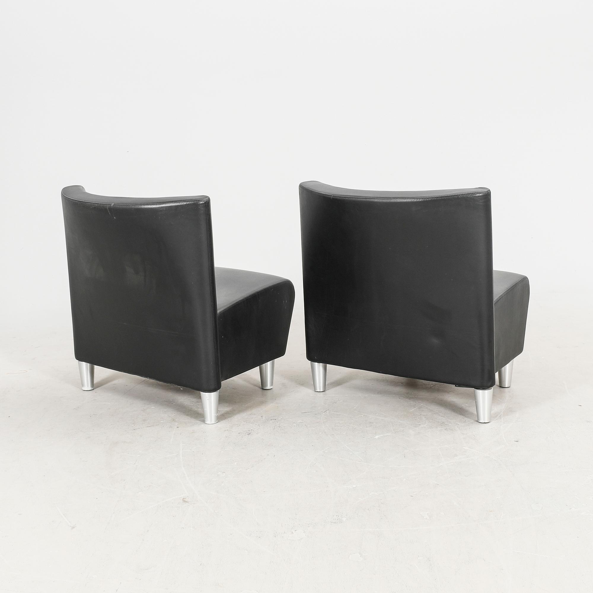 A set of eight leather easychairs by Erik Jørgensen Møbelfabrik, Svendborg, Denmark.