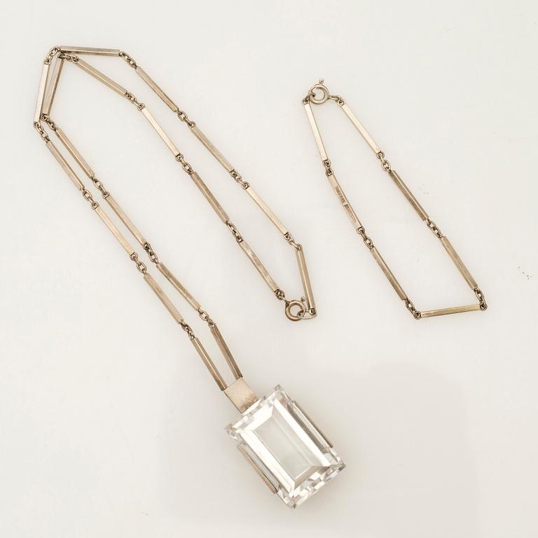 Ateljé Stigbert, Necklace with rock crystal and bracelet, sterling silver, 1949.