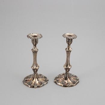 A pair of silver candlesticks, mark of Gustaf Möllenborg, Stockholm 1856.