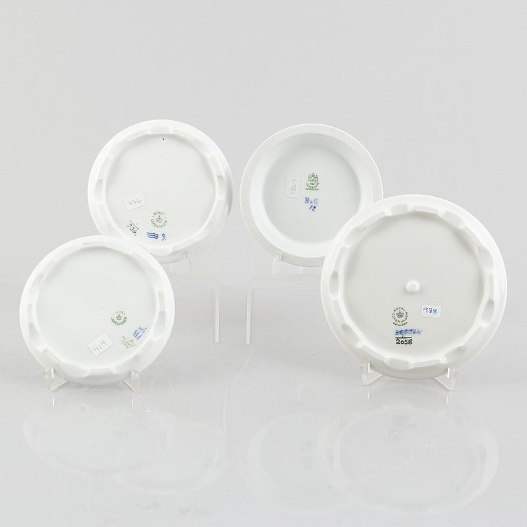 A group of four 'Blue Fluted' / 'Musselmalet' coasters, 1898-1923 and later.