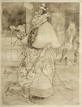 CARL LARSSON, etsning, monogramsign.