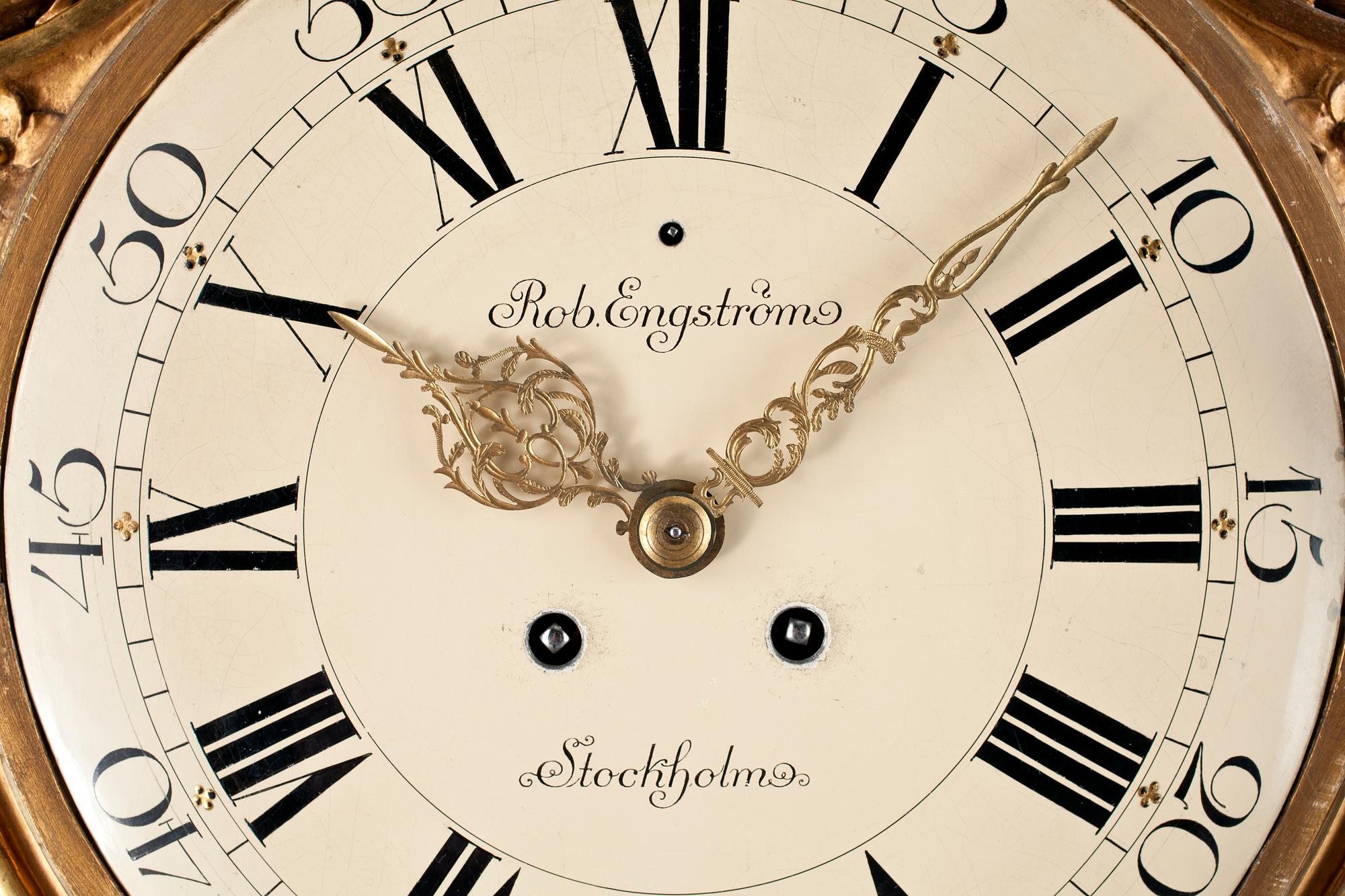 VÄGGPENDYL, gustaviansk stil, märkt Rob. Engström, Stockholm. 1900-talets första hälft.