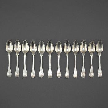 12 swedish silver teaspoons from the 19th century.