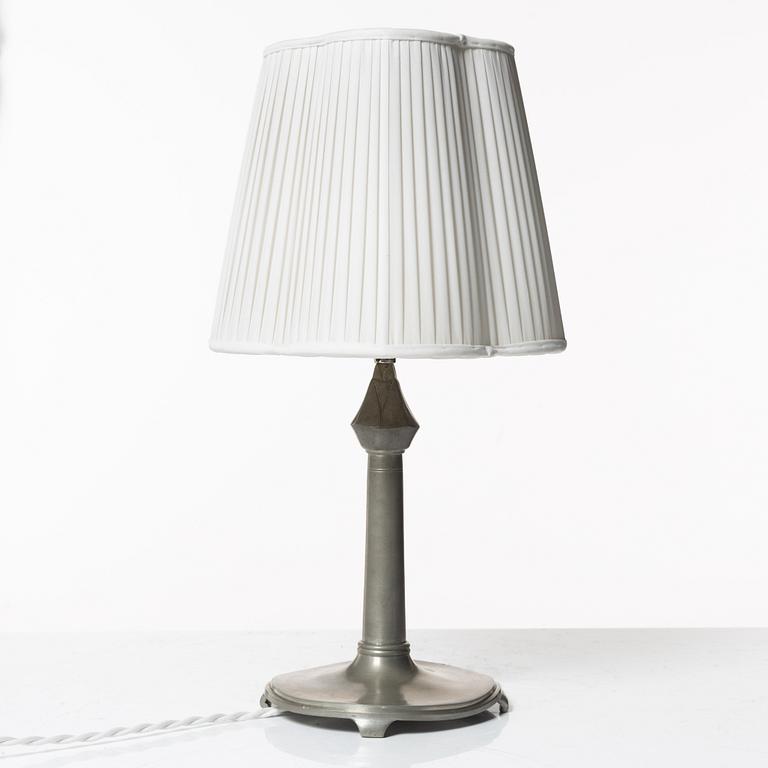 Astrid Aagesen, a pewter table lamp, Helsingborg, 1930s.