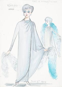 MAX GOLDSTEIN, kostymteckningar, 8 st, sign o bl a dat 1953,1970 o 1962.