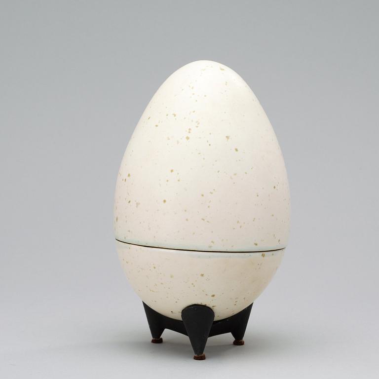 A Hans Hedberg faience egg, Biot, France.