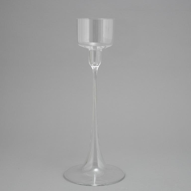 Ingeborg Lundin, a set of three glass candlesticks, Orrefors.