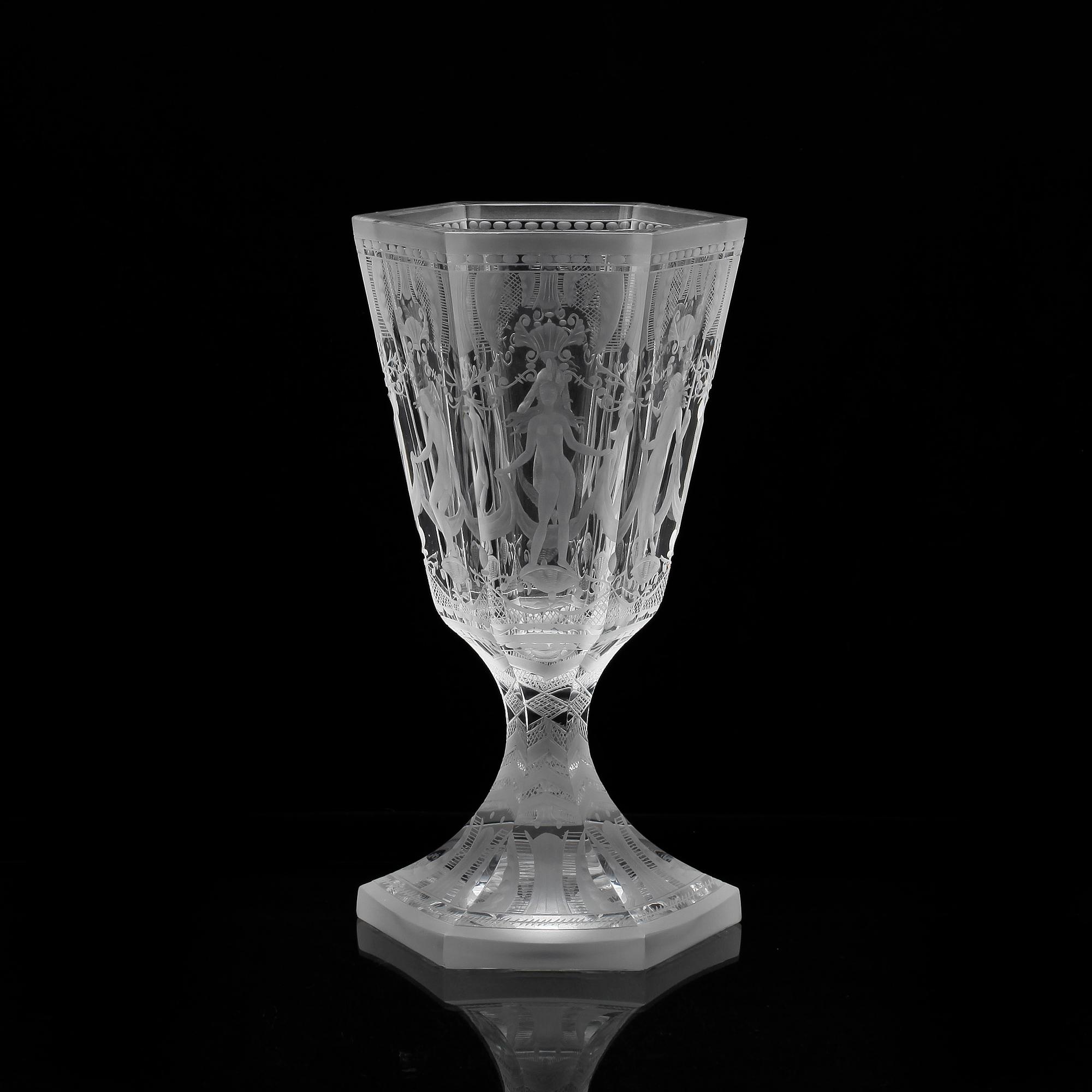 POKAL, glas, "Sex Gracer" Simon Gate, Orrefors, daterad 1979.