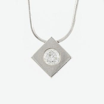 Collier, 18K vitguld med briljantslipad diamant.