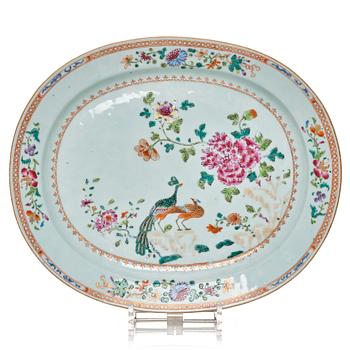 996. A famille rose 'double peacock' serving dish, Qing dynasty, Qianlong (1736-95).