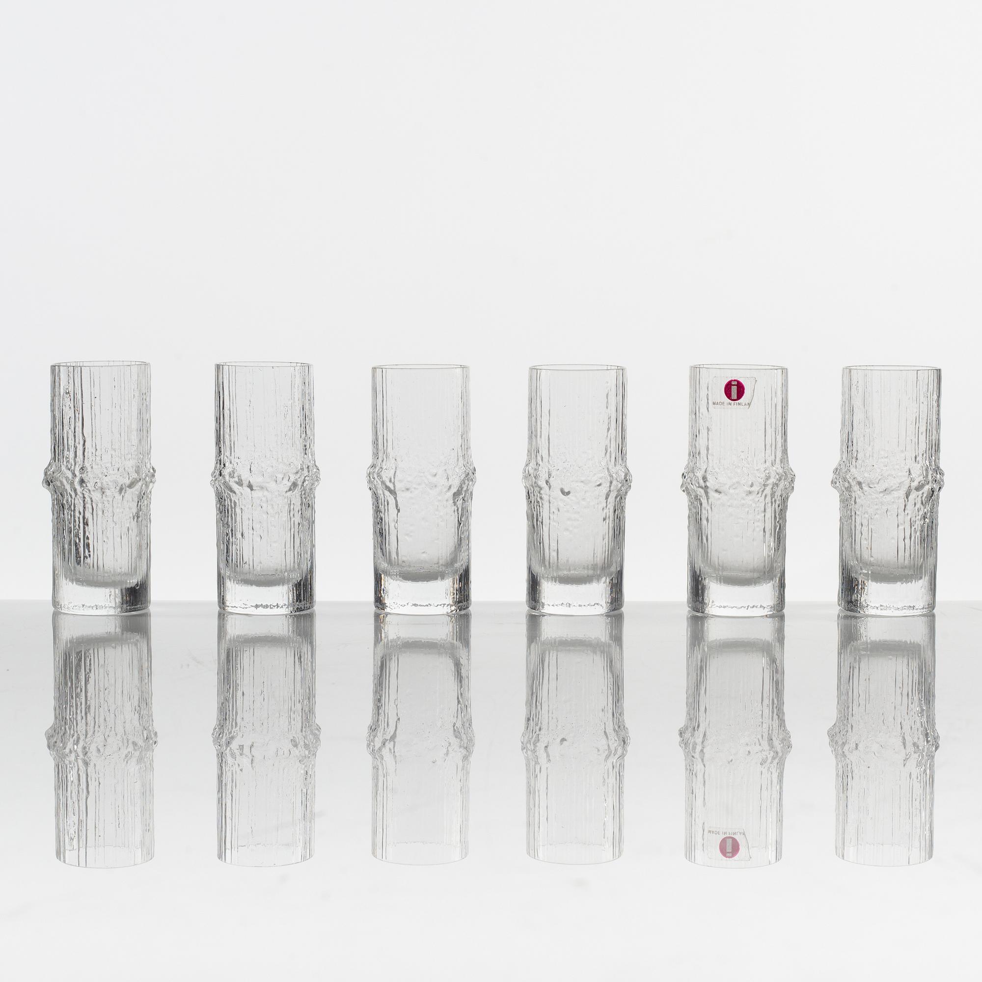 Tapio Wirkkala, six ' niva' shot glasses, Iittala, Finland