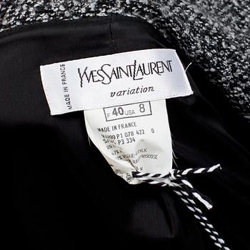 A womens two piece suit by Yves Saint Laurent.