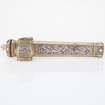 SKRIVDON, mässing samt silver, ottomansk, 1800-senare hälft.