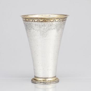 A Swedish parcel-gilt silver beaker, mark of Bengt Collin, Uppsala (1699-1755).