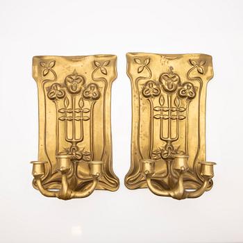 Wall sconces, a pair, Art Nouveau, circa 1900.