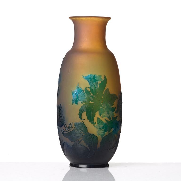 Emile Gallé, an Art Nouveau cameo glass vase, Nancy, France.
