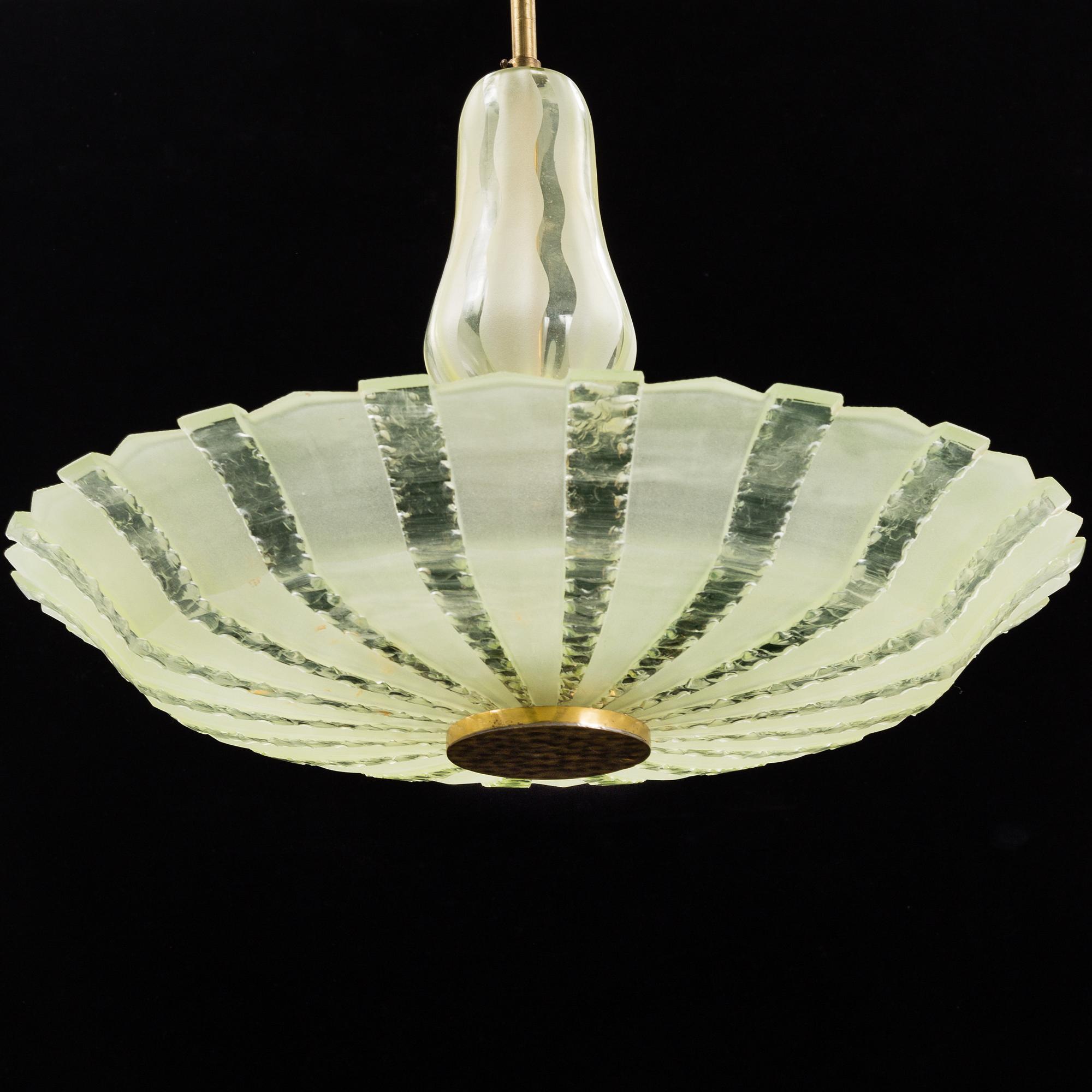 A Swedish Modern glass ceiling light, 1940's.