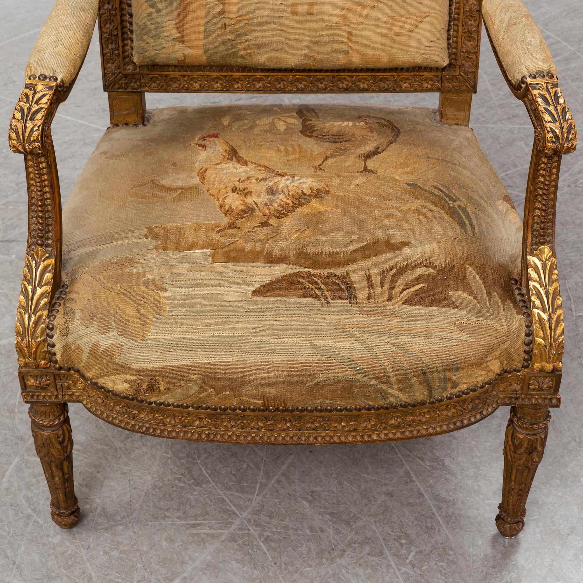 A late 19th century Louis XVI-style armchair.