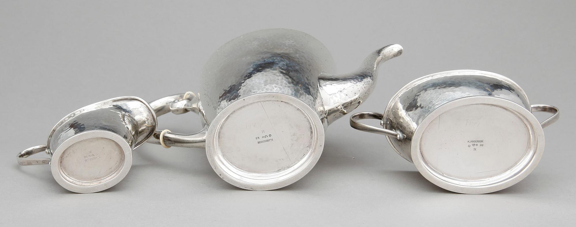 KAFFESERVIS, silver, K. Anderson, Stockholm, 1920. Totalvikt ca639g.