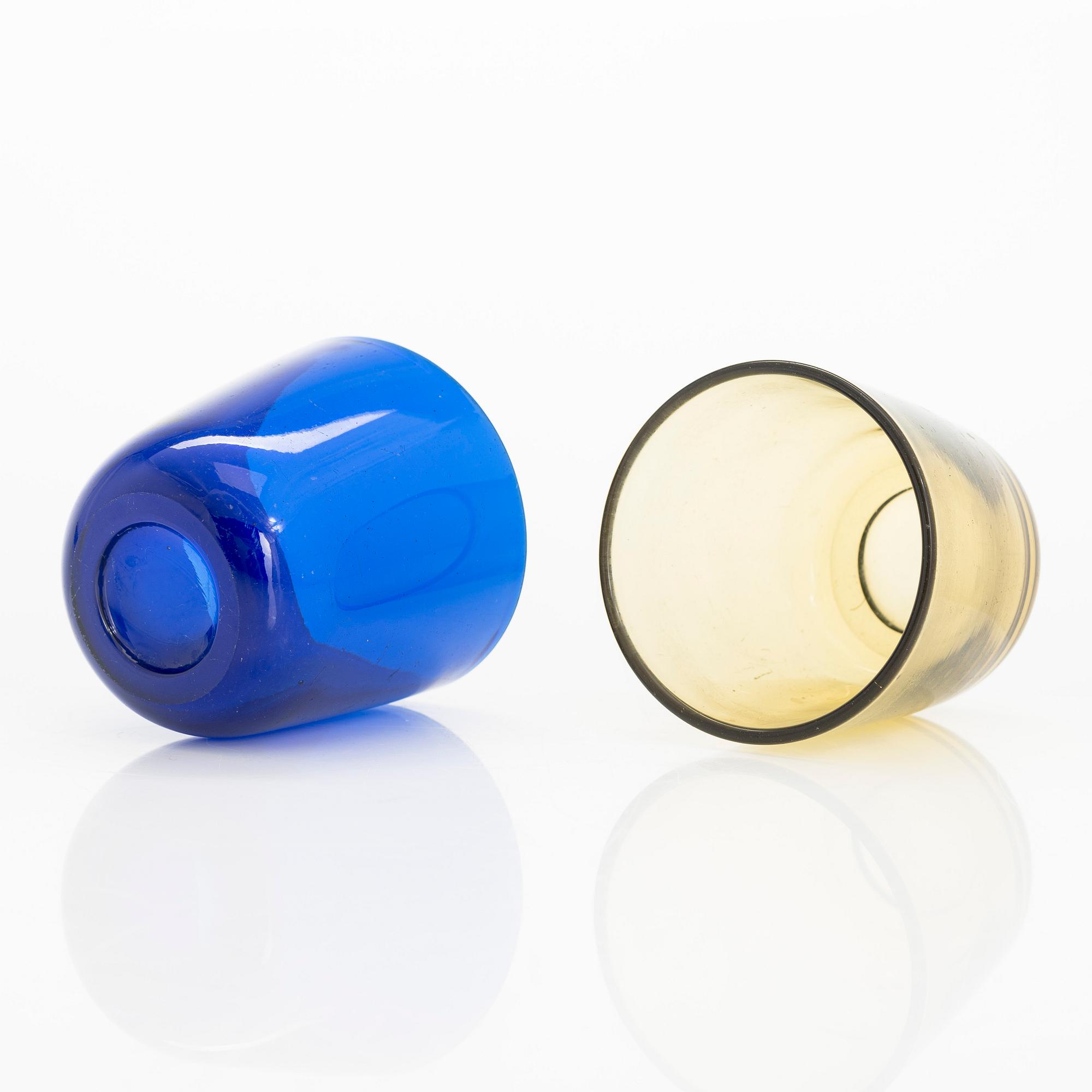 Kaj Franck, tillbringare, modell 5601 och dricksglas, 12 st, modell 5023, Nuutajärvi Notsjö, 1900-talets mitt.