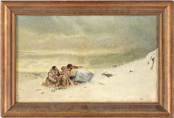 OKÄND KONSTNÄR, olja på pannå. Otydl sign samt monogramsign FG o dat 1914.