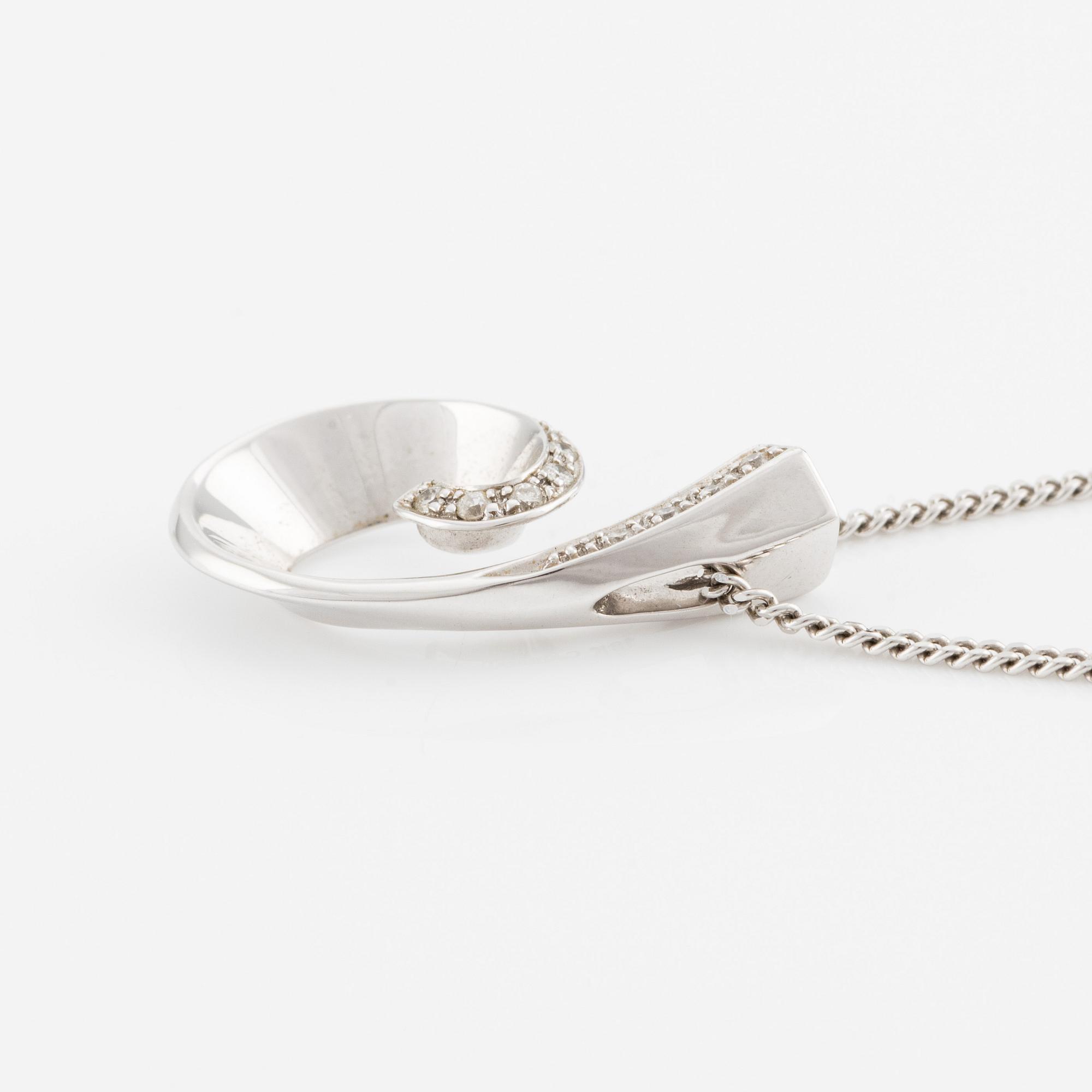 Collier, 18K vitguld med små briljantslipade diamanter.