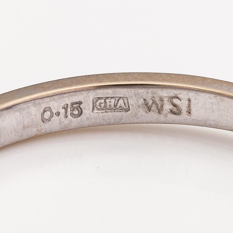 Ring, 18K vitguld, diamant ca 0.15 ct enligt gravyr.