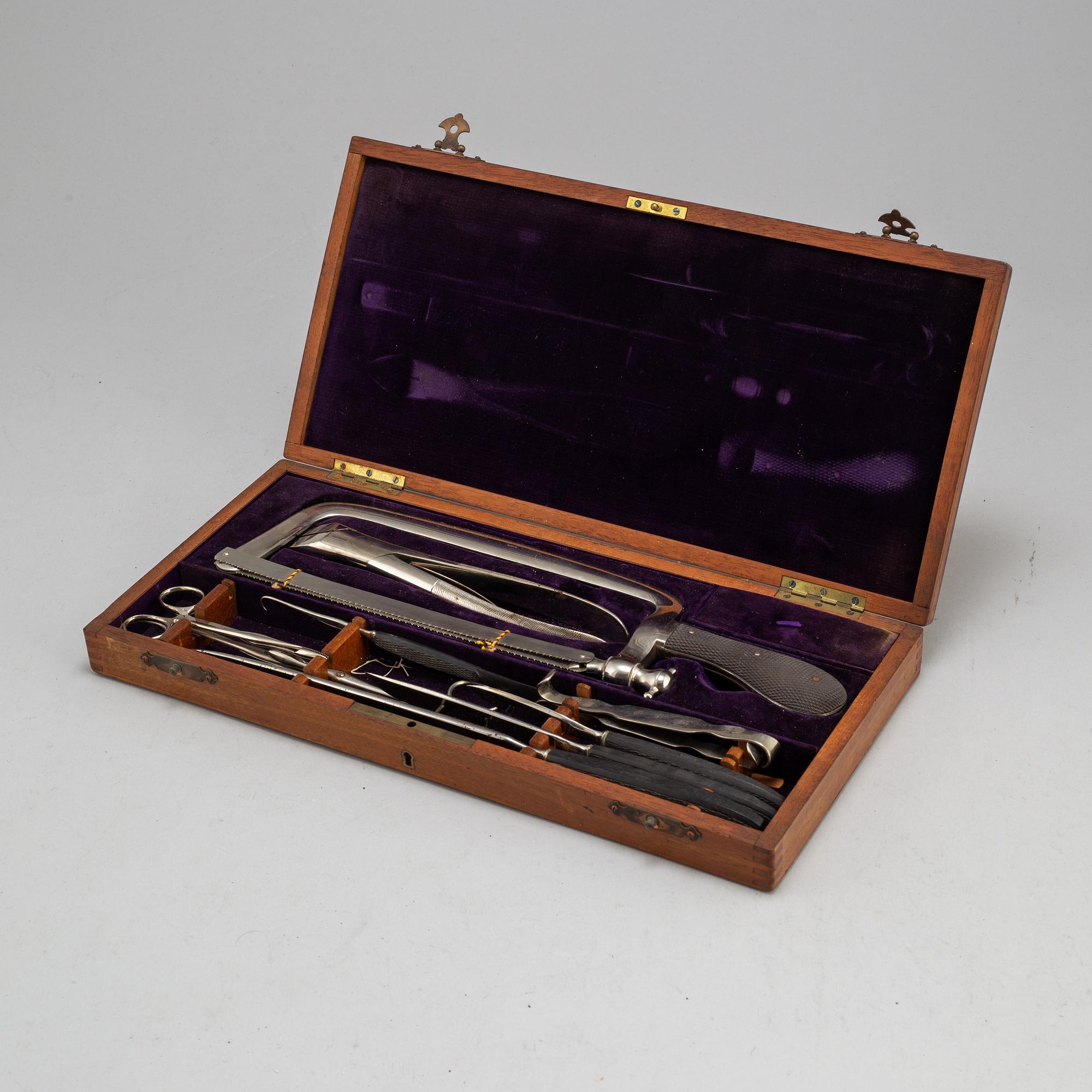 A set of surgical instruments, 20th century.