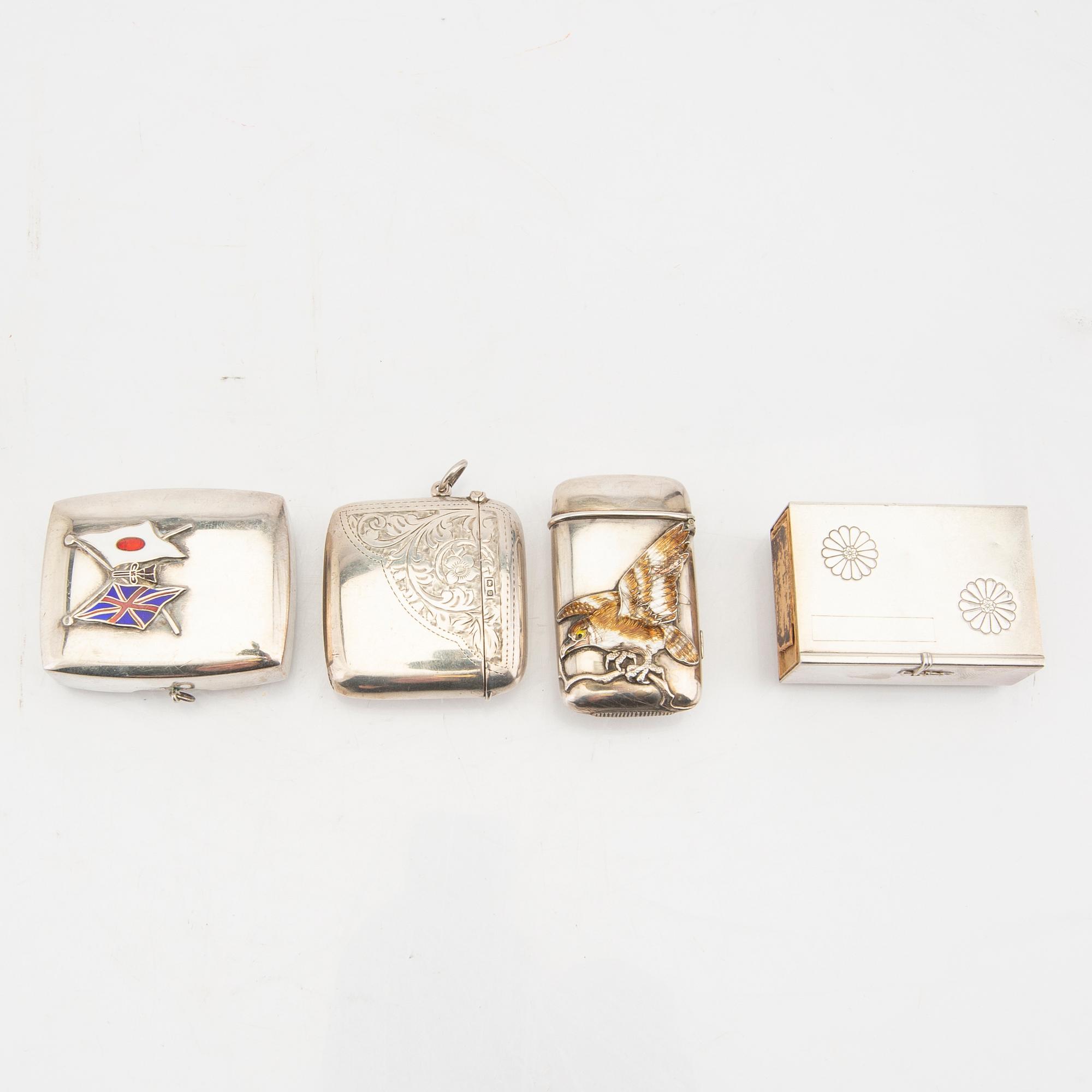 A set of 8 pcs of smoking utensils mostly silver early 1900s Japan/England.