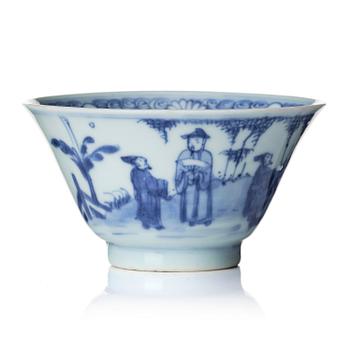 869. A small blue and white conical bowl, Tianqi/Chongzhen (1635-1650).