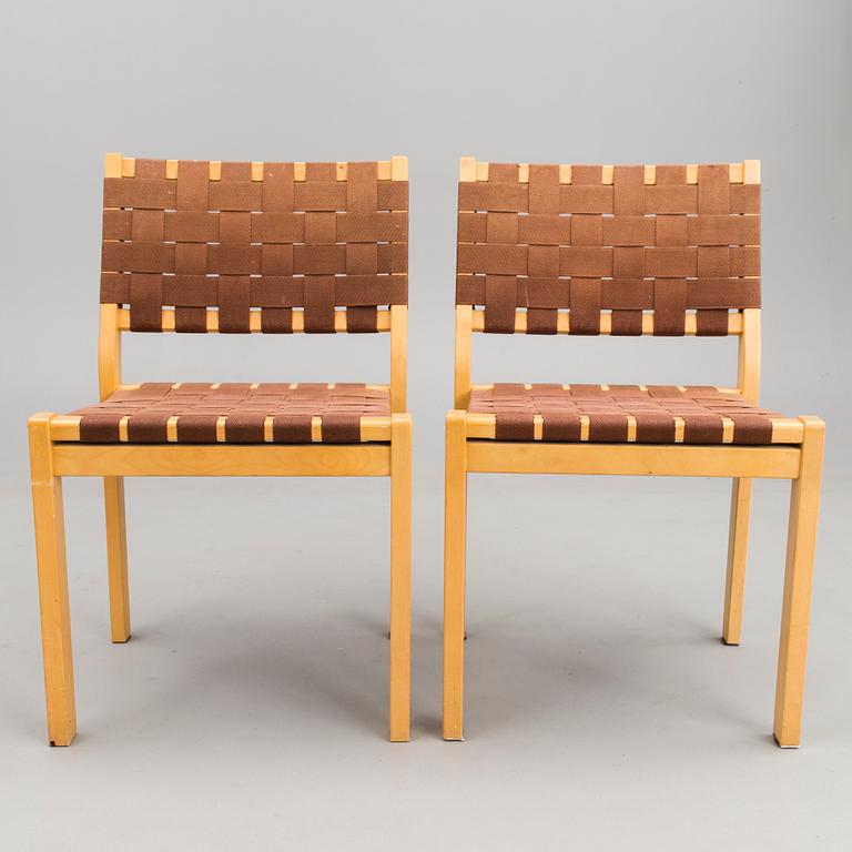 A pair of '611' chairs, Artek, Finland. 2000s.