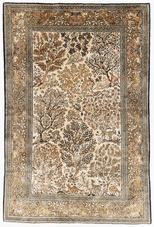 A Silk Gohm Rug, circa 200 x 135 cm.