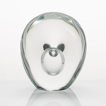 Timo Sarpaneva, glasskulptur 3567, "Sittande fågel", signerad Timo Sarpaneva Iittala.