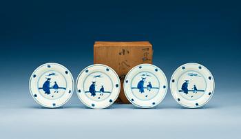 A set of four blue and white dishes, Ming dynasty, Wanli (1572-1620).