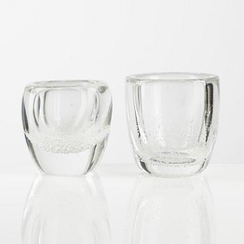 Kaj Franck, vases, 2 pcs, glass, Iittala, Finland.