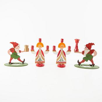 Candelabras/Candle holders 8 pcs 20th century painted wood,
