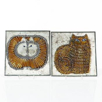 Lisa Larson, two stoneware wall reliefs, Gustavsberg.