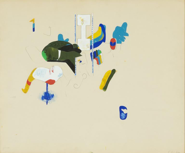 Lage Lindell, gouache, signed L. Lindell.